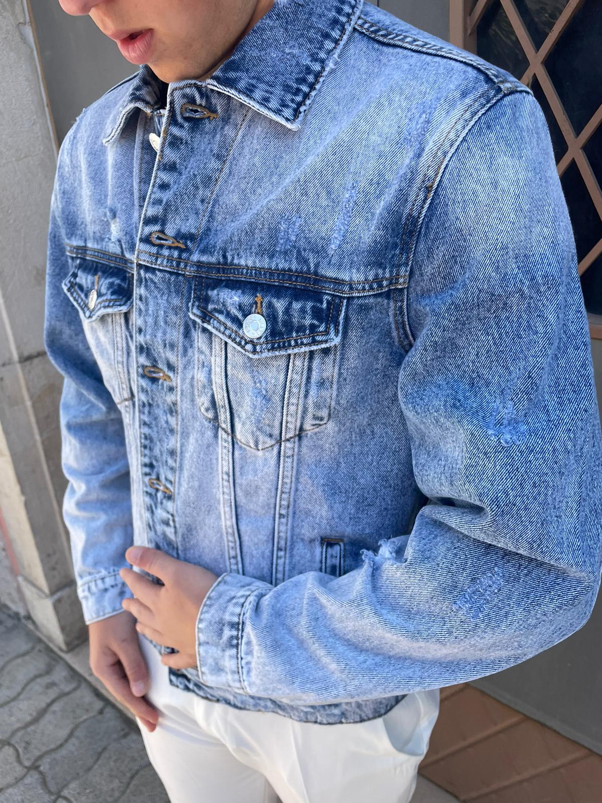 giubbotto uomo jeans slavato