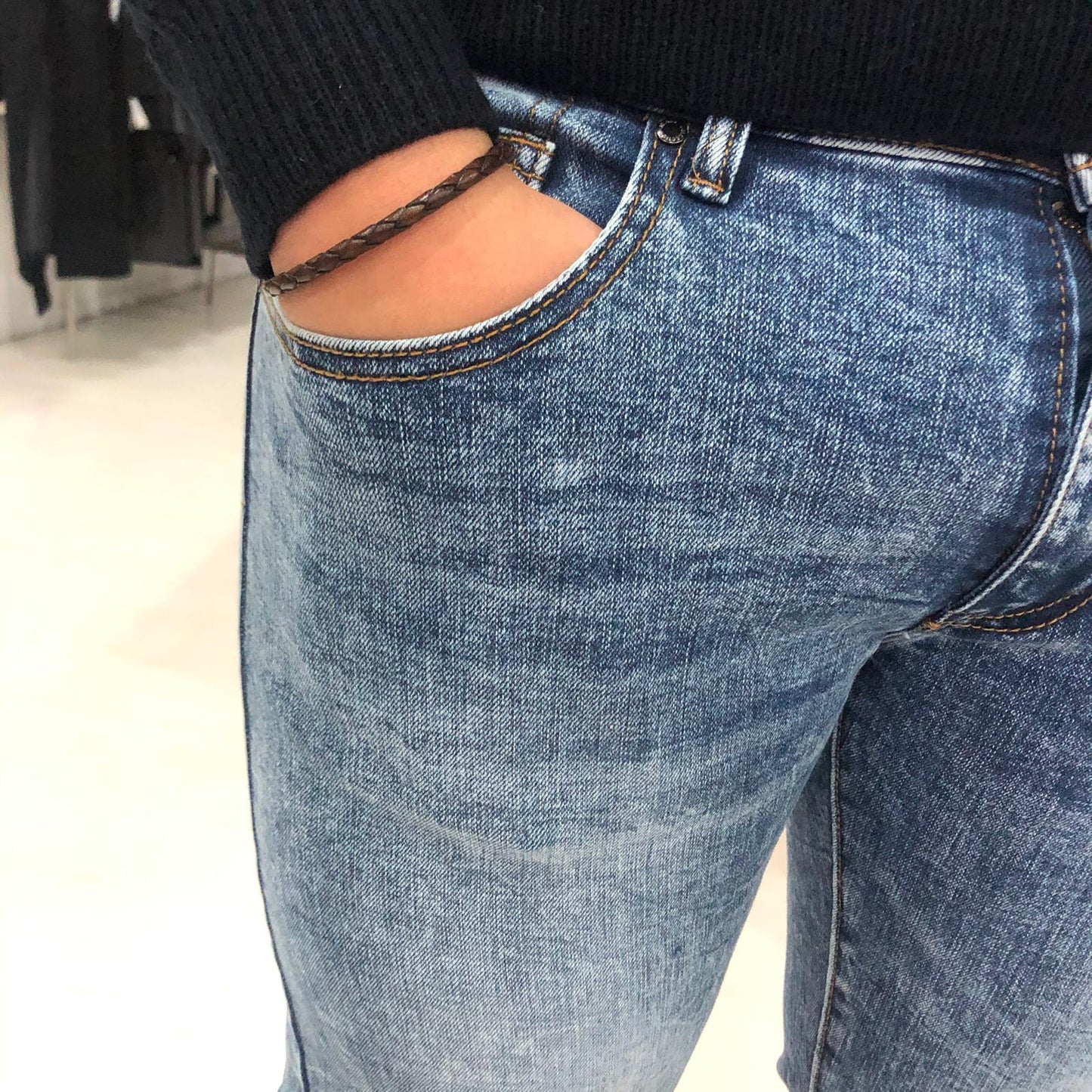 Jeans uomo slim basic lavaggio sfumato - Bibop Fashion