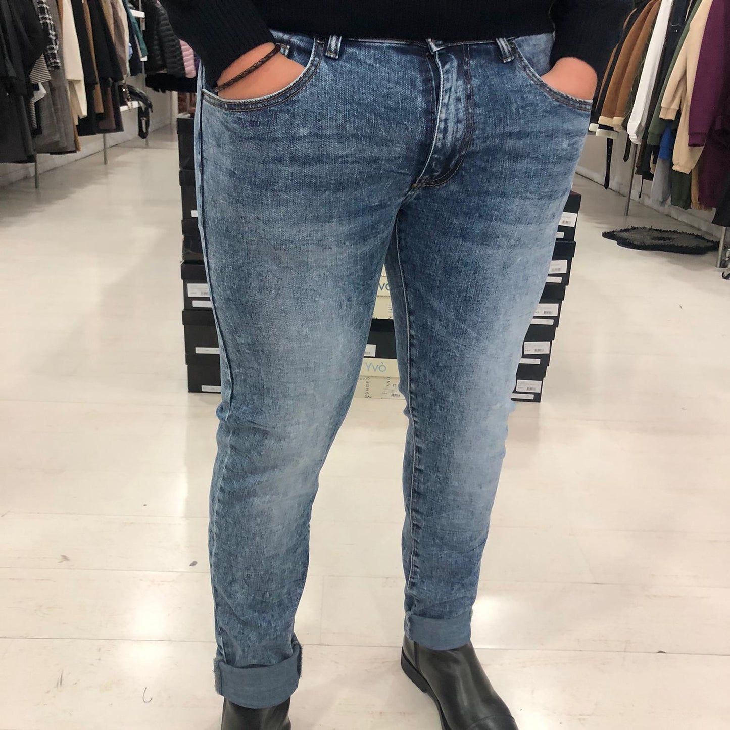 Jeans uomo slim basic lavaggio sfumato - Bibop Fashion