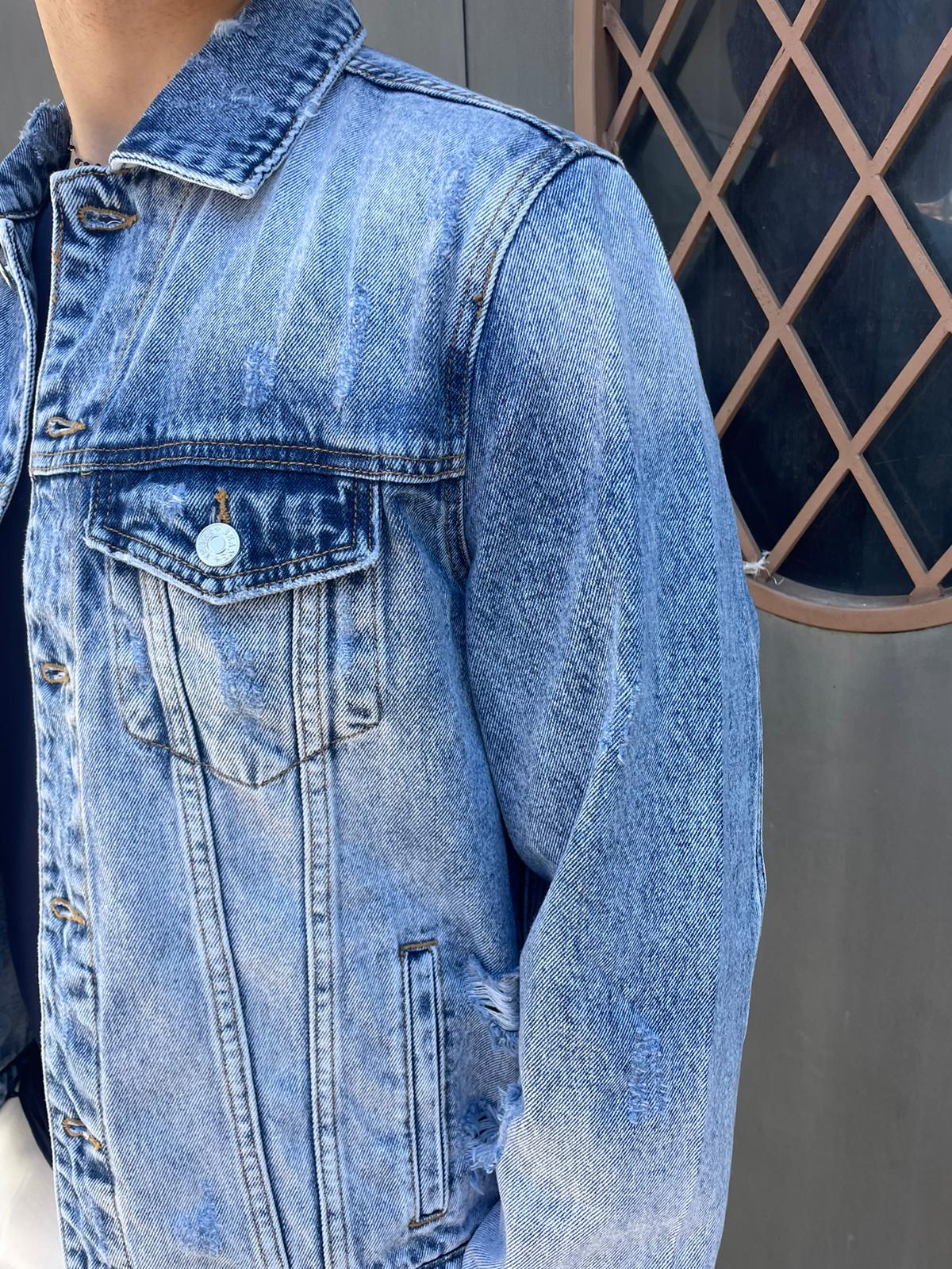 giubbotto uomo jeans slavato