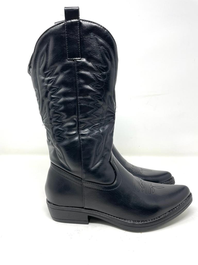 Texano donna tacco basso con cuciture