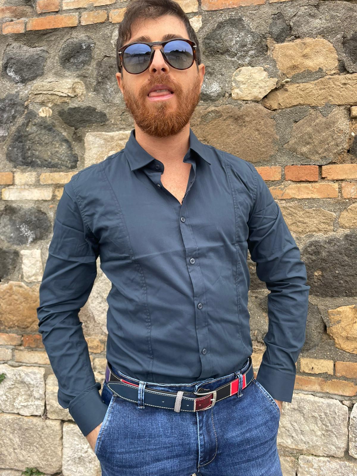 Camicia slim cotone elasticizzato