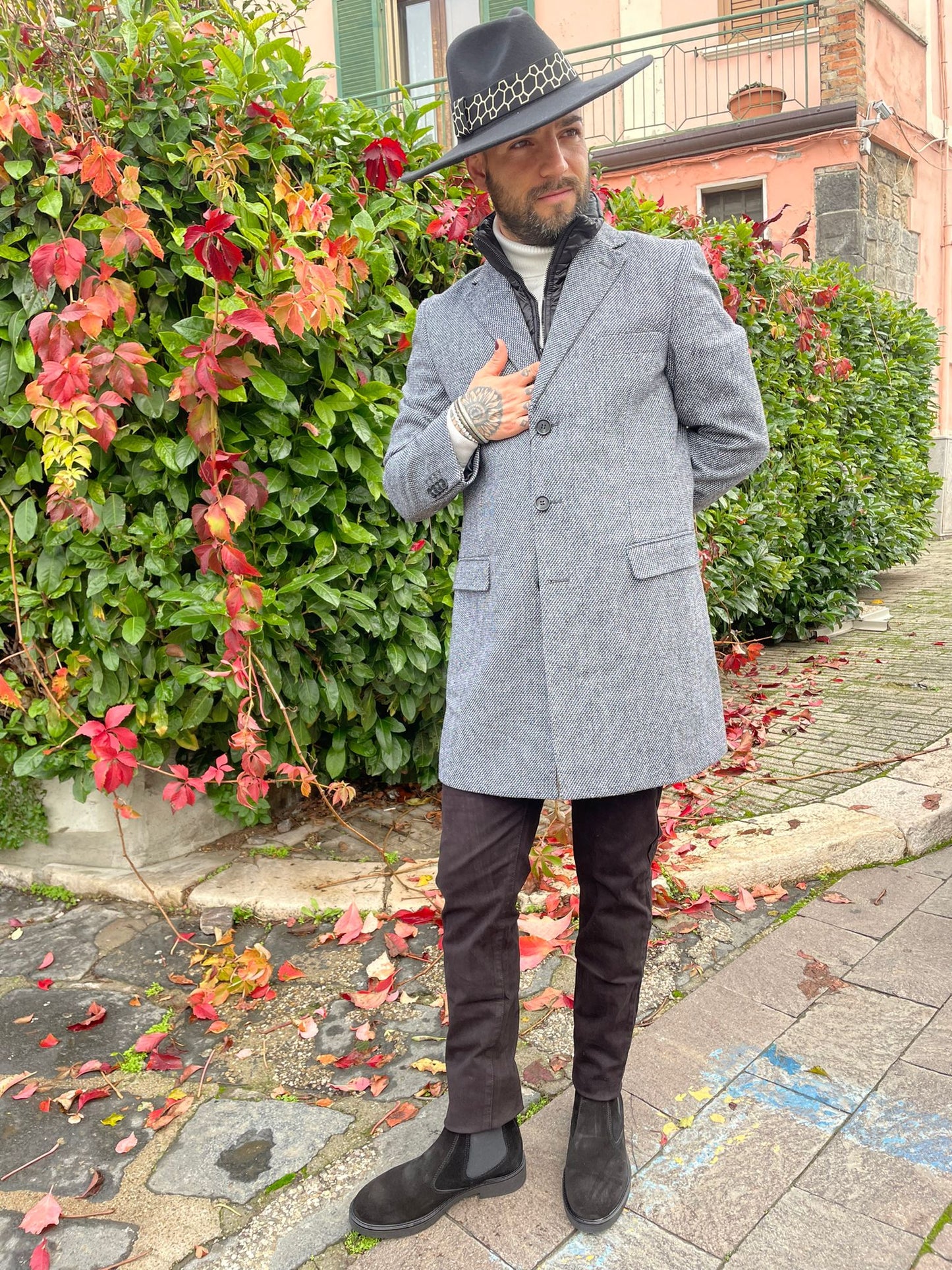 Cappotto uomo sale e pepe con gilet removibile - Bibop Fashion
