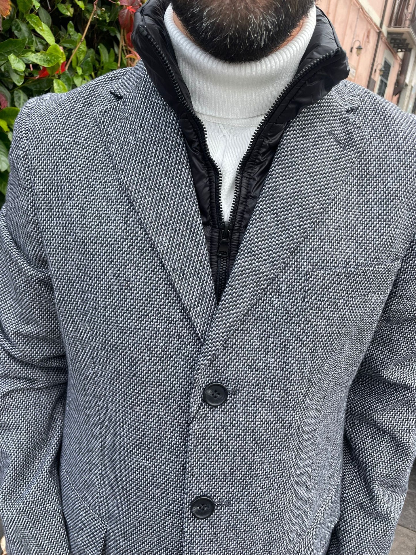 Cappotto uomo sale e pepe con gilet removibile - Bibop Fashion