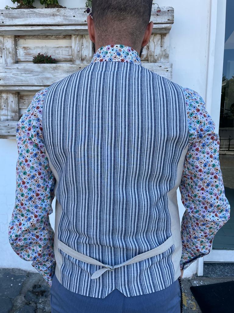 Gilet uomo beige con retro a contrasto