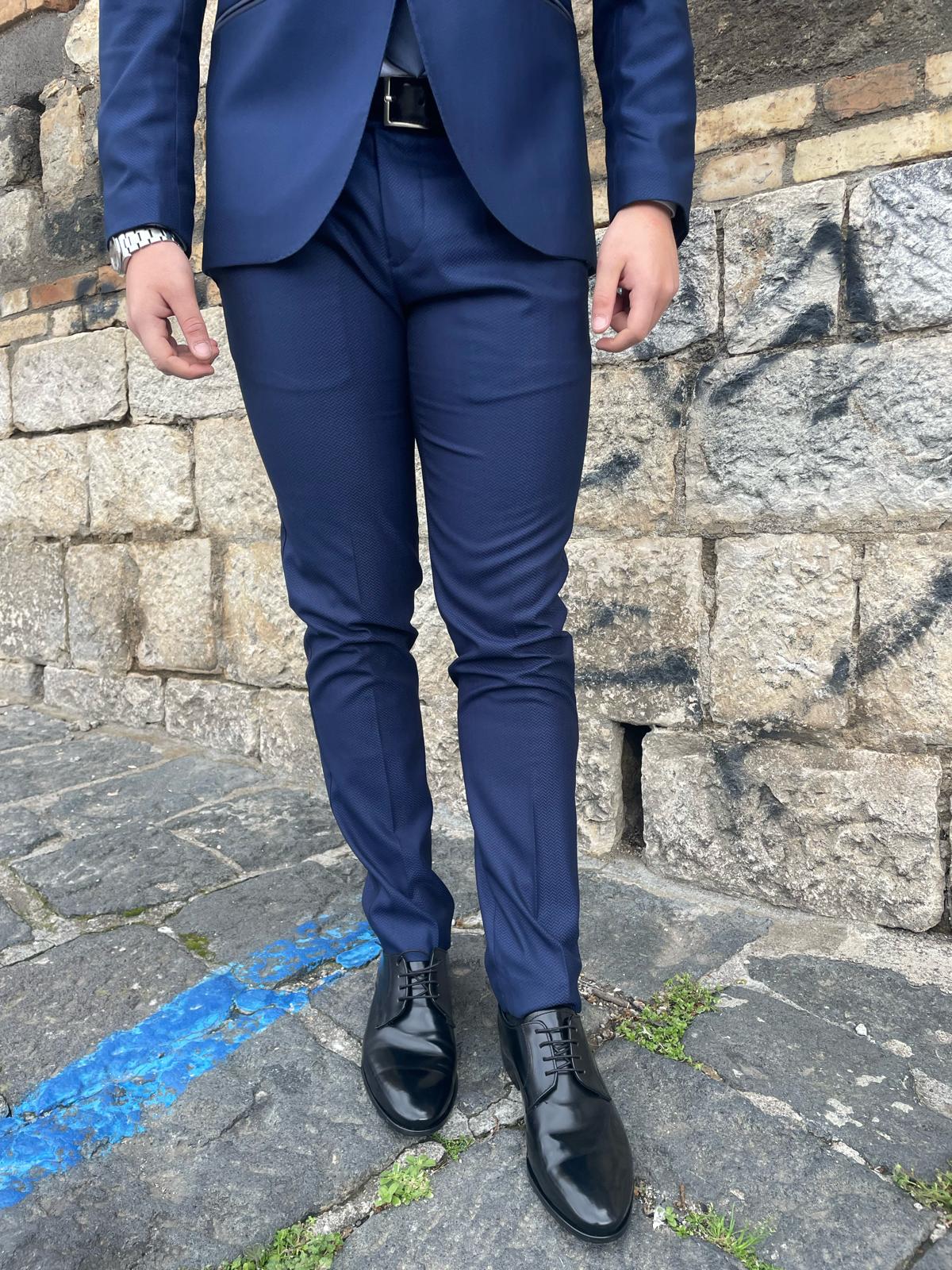 Abito 2 pezzi completo tessuto damascato revers di raso mod. Francini S17 milano