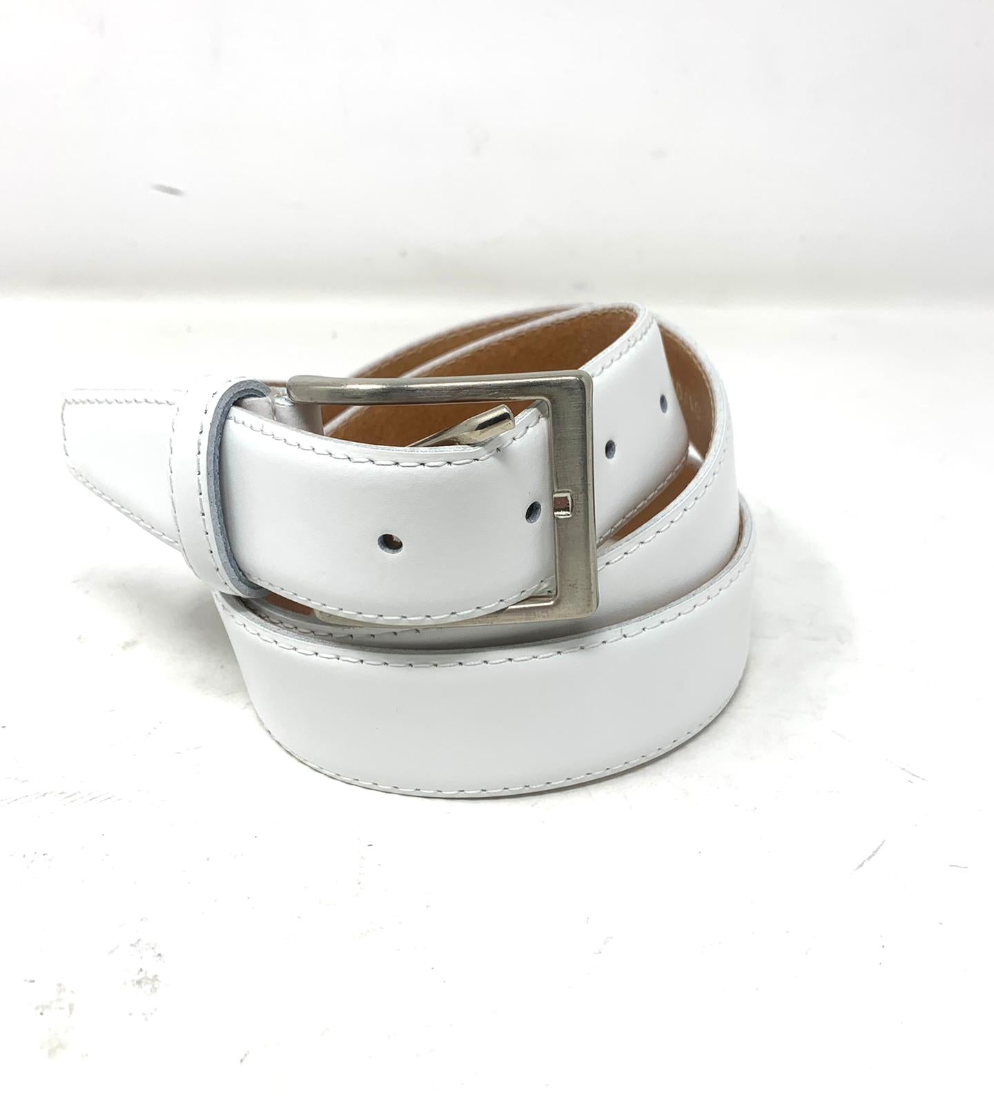 Cintura uomo vera pelle made in italy bianca