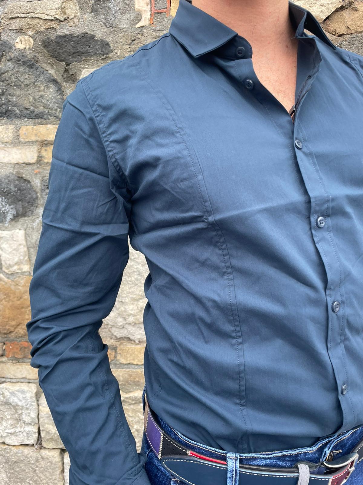 Camicia slim cotone elasticizzato