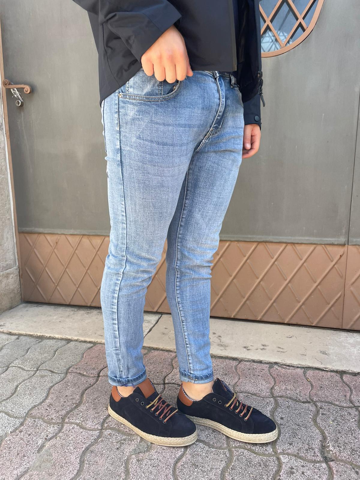 Jeans capri uomo 5 tasche slim fit