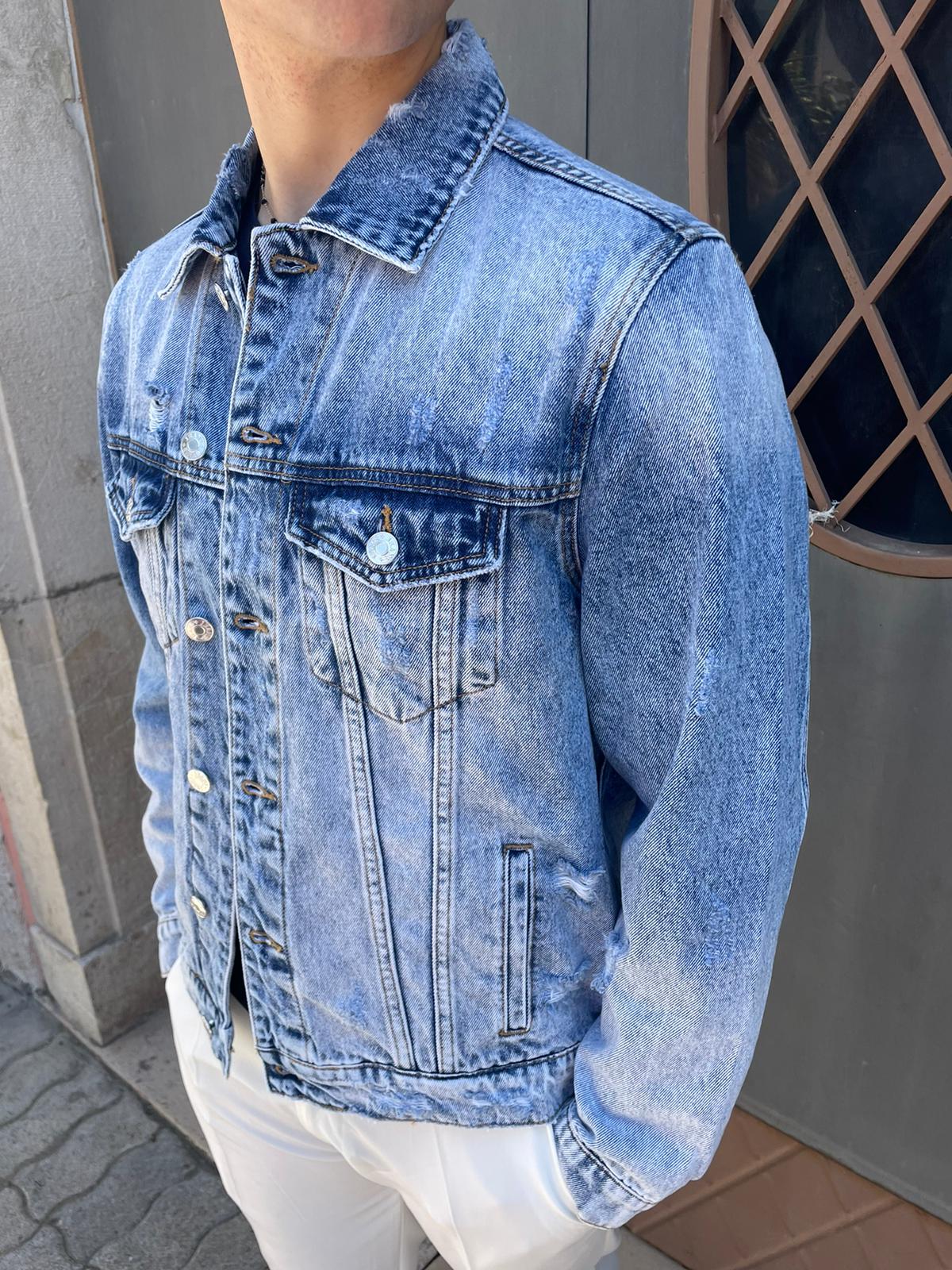 giubbotto uomo jeans slavato