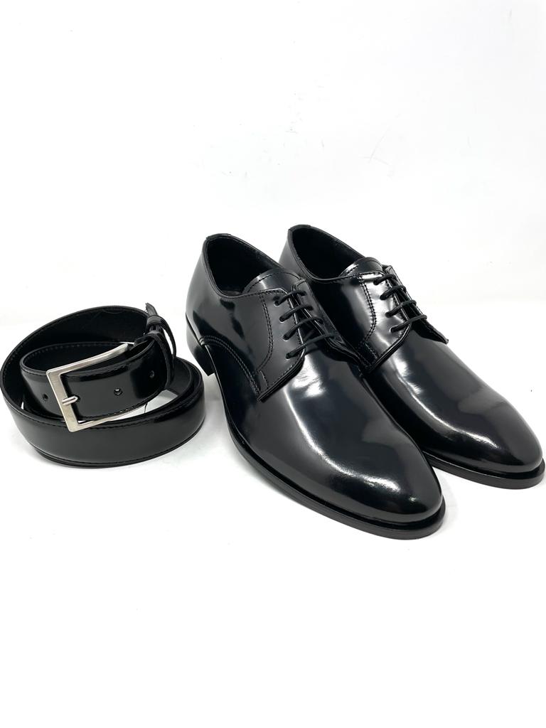 Scarpa elegante vera pelle abrasivata fondo cuoio made in italy