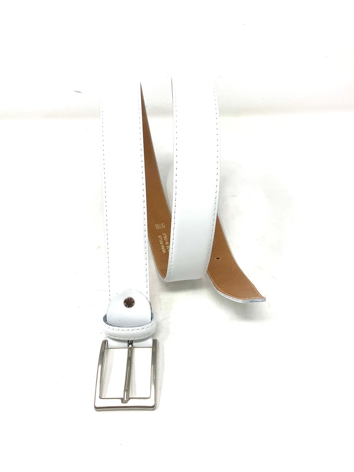 Cintura uomo vera pelle made in italy bianca