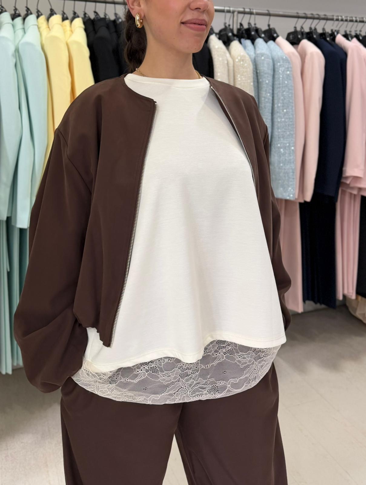Giubbotto Boxy Crop in Tessuto Cupro – Donna