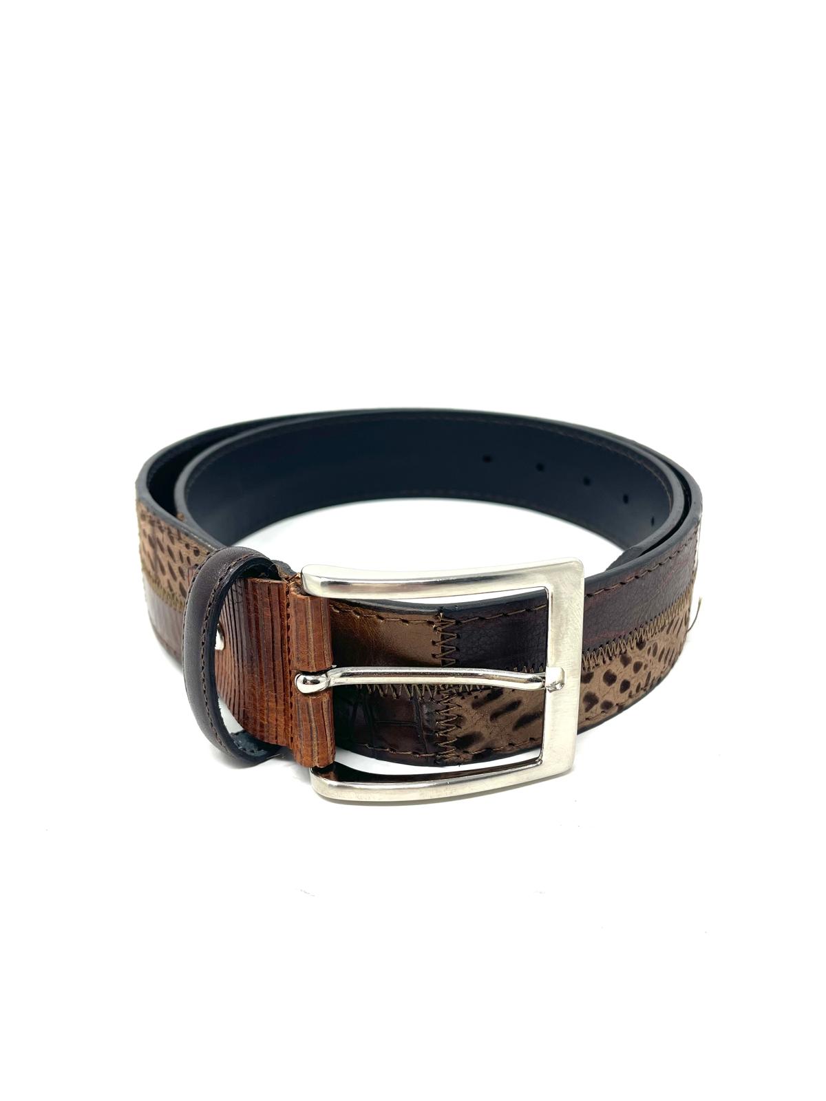 Cintura Uomo in Vera Pelle Patchwork – Toni del Marrone