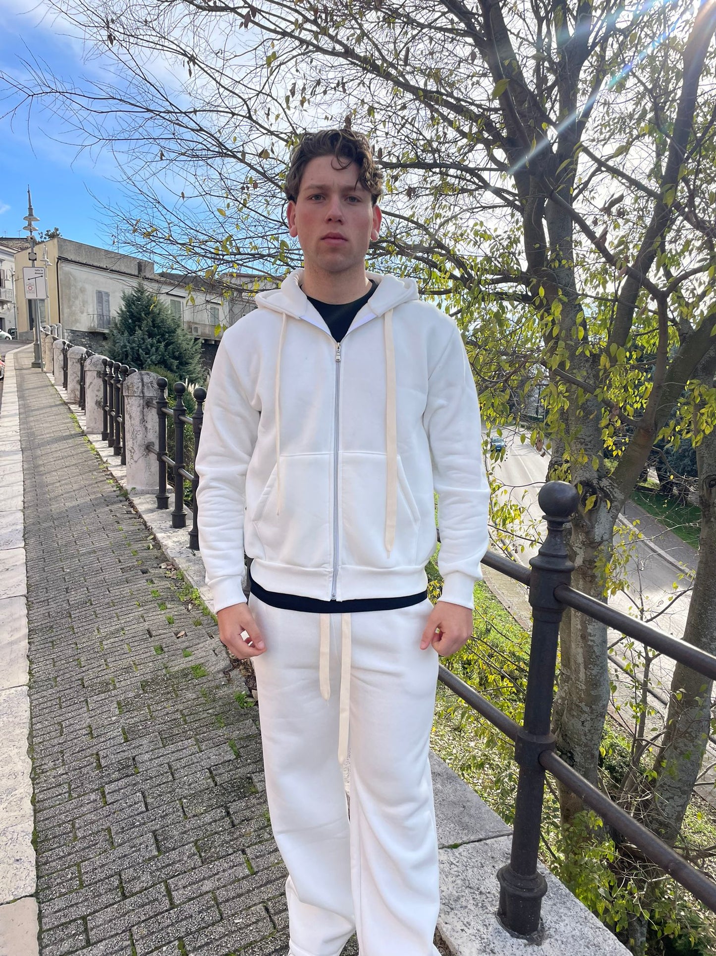 Tuta uomo completo 2 pezzi felpata pantalone baggy