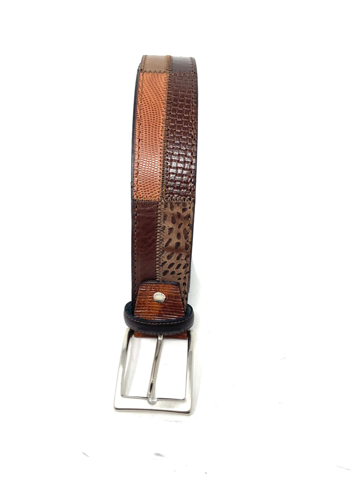 Cintura Uomo in Vera Pelle Patchwork – Toni del Marrone