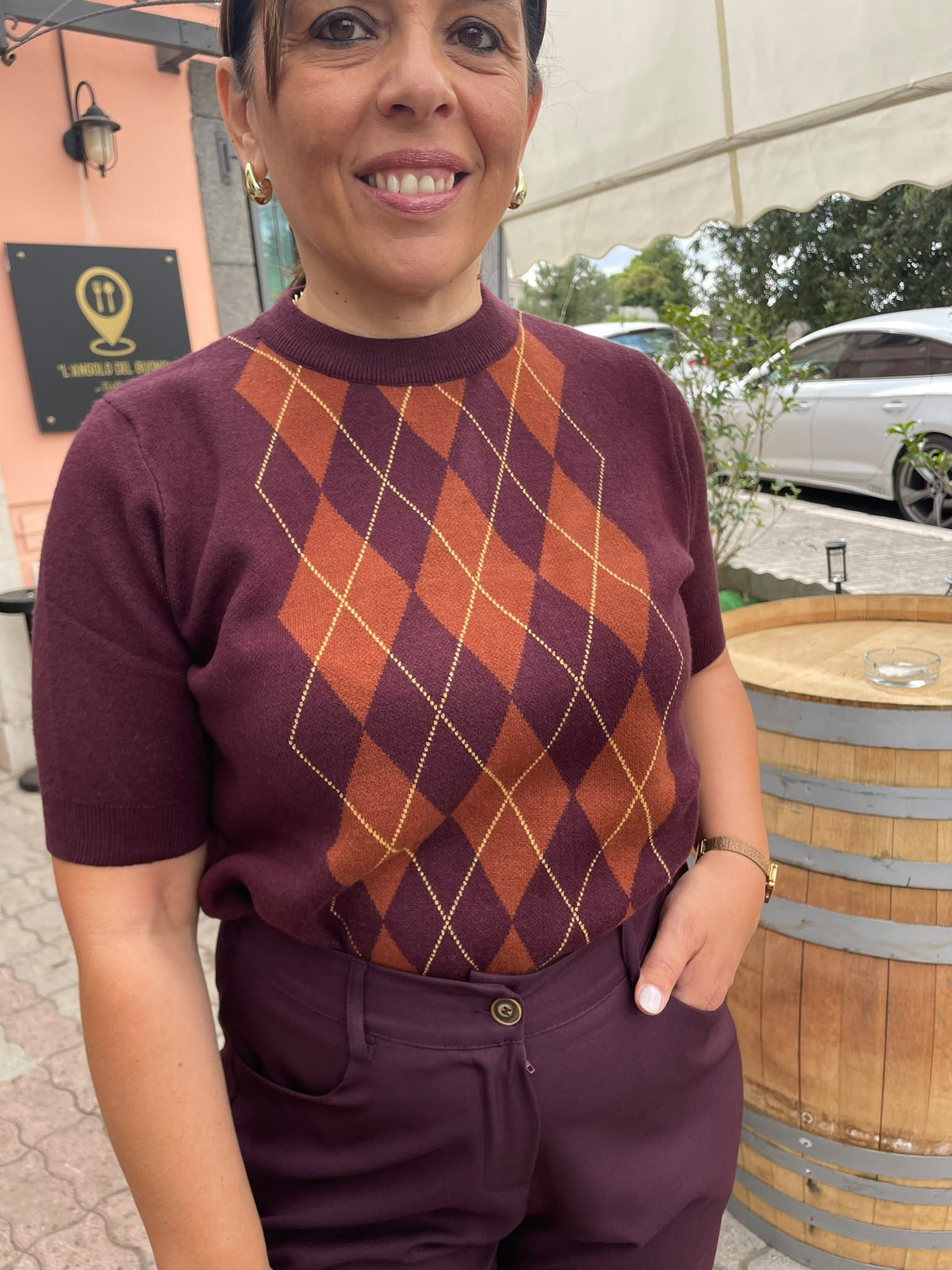 Maglia Donna Mezza Manica con Rombi