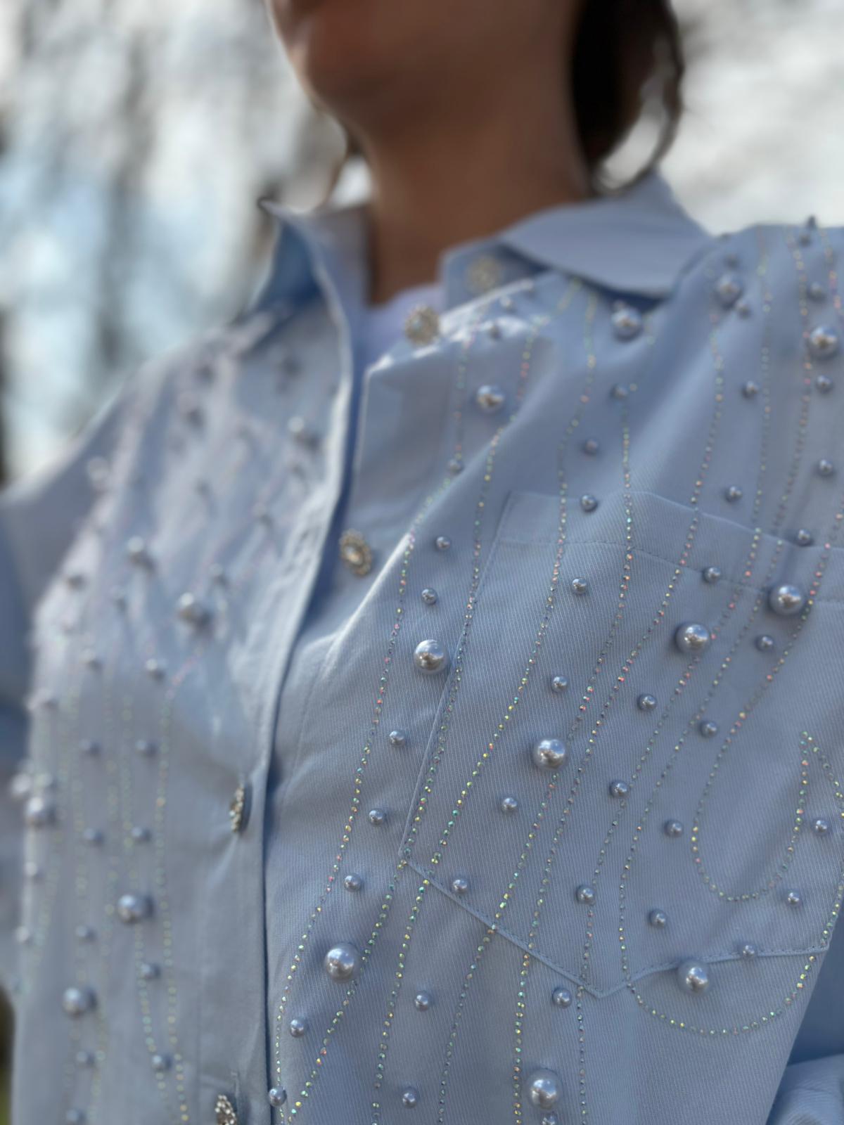 camicia perle e strass