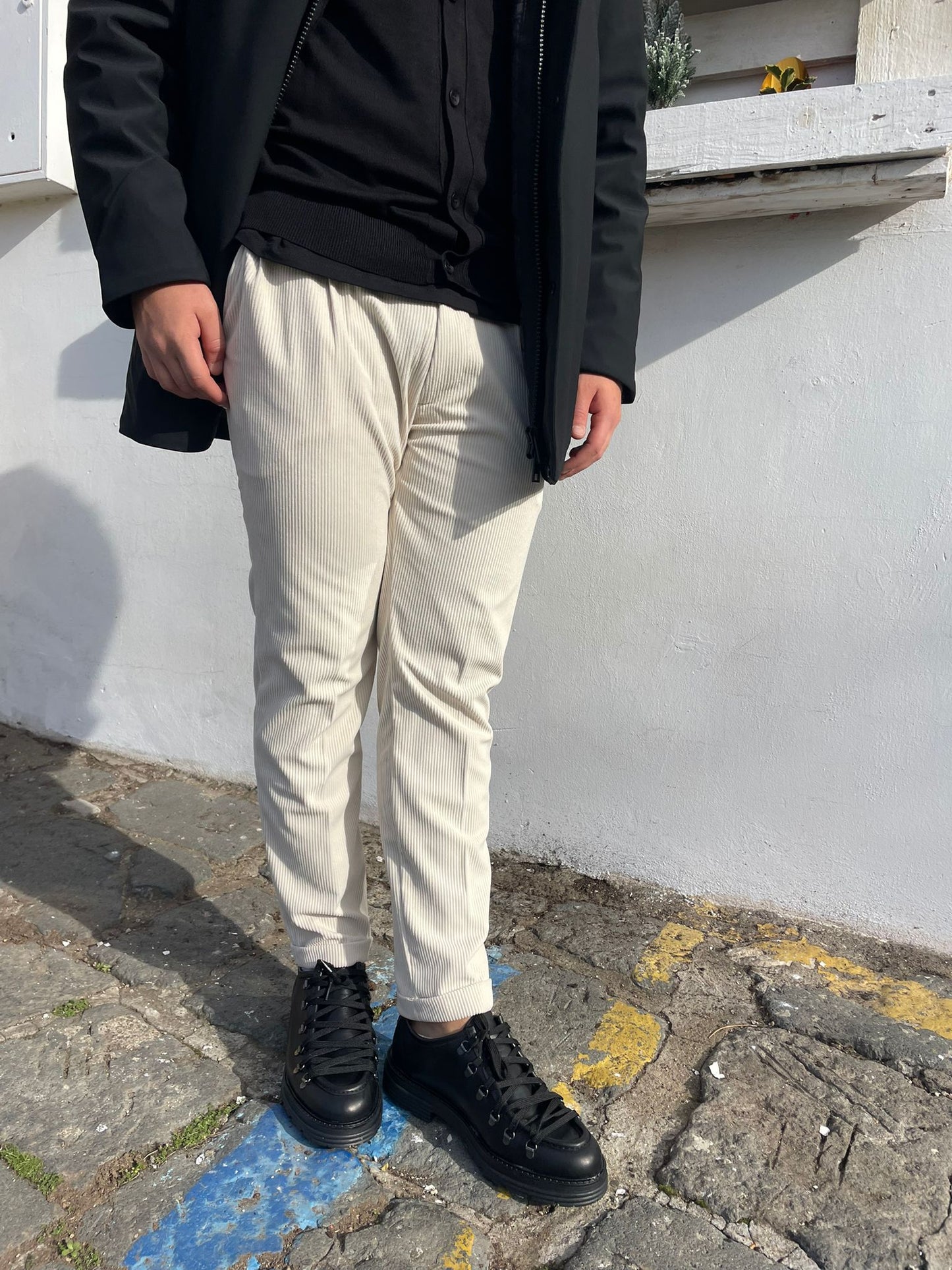 Pantalone Uomo Capri in Velluto Rigato con Pince