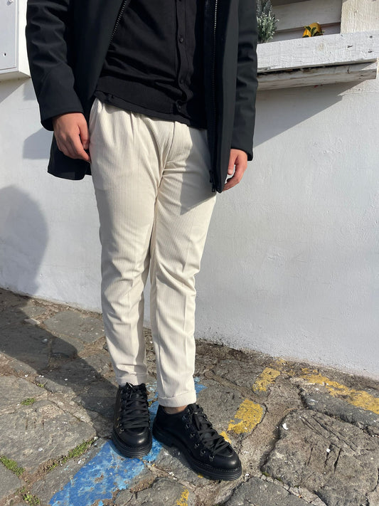 Pantalone Uomo Capri in Velluto Rigato con Pince