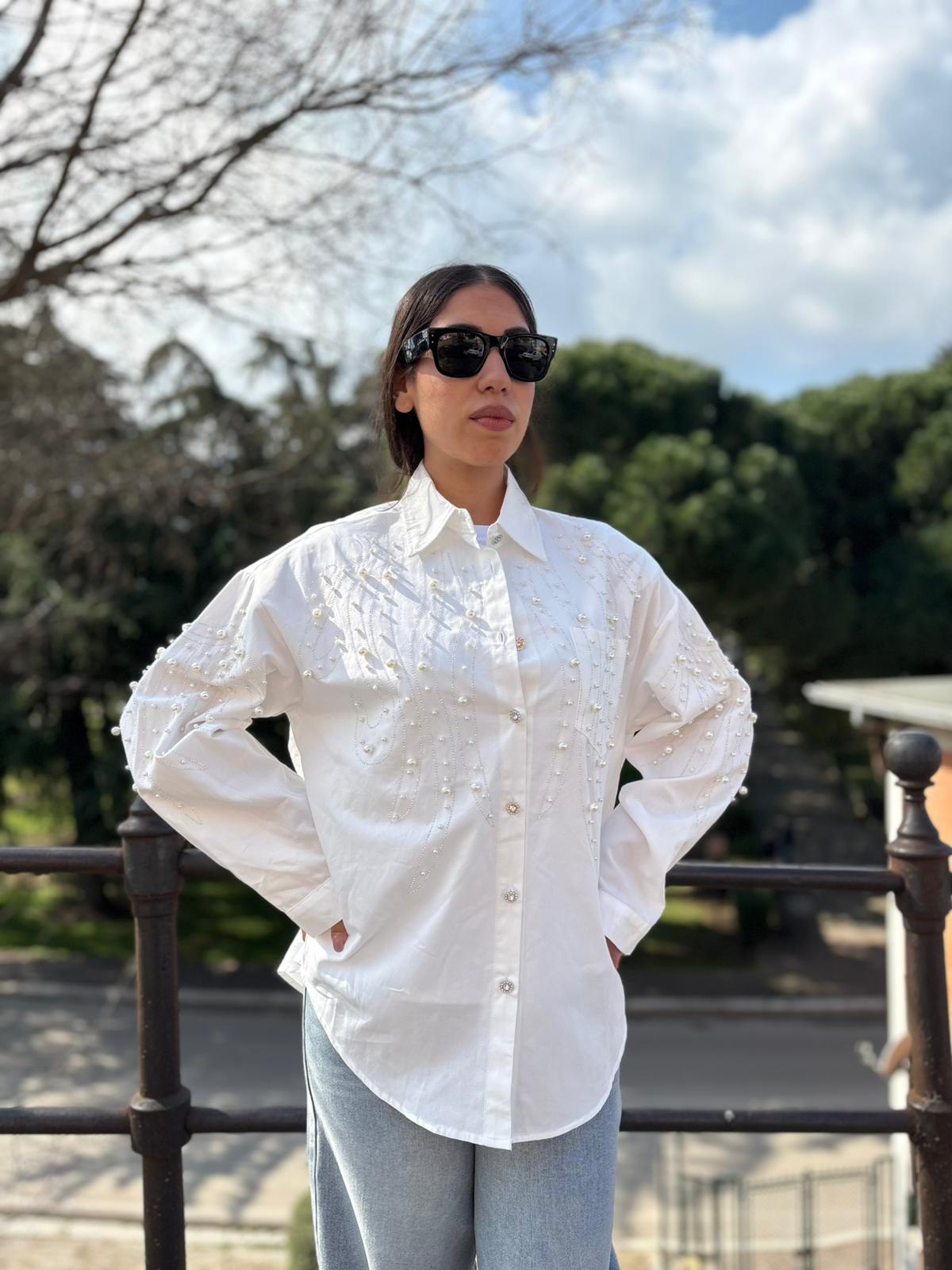 camicia perle e strass