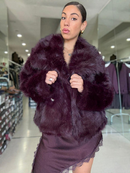 giacca eco pelliccia collo sciallato