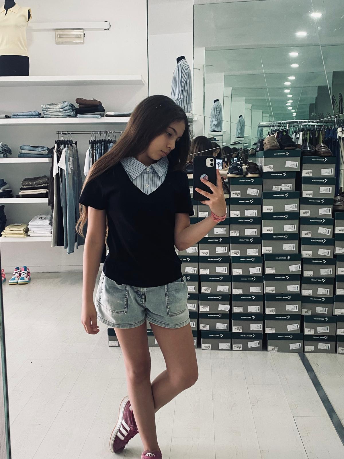 maglia con camicia a righe