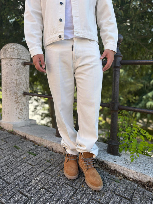 Jeans Uomo Baggie in Tessuto Jeans Colorato