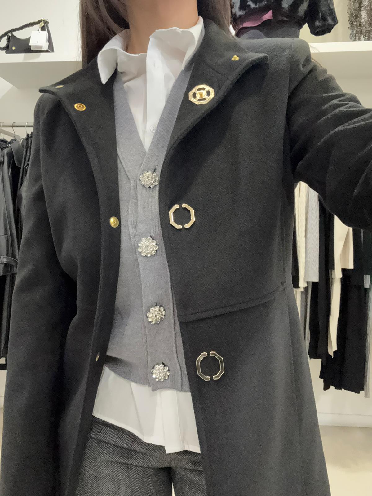 Cappottino donna coreana con bottoni oro