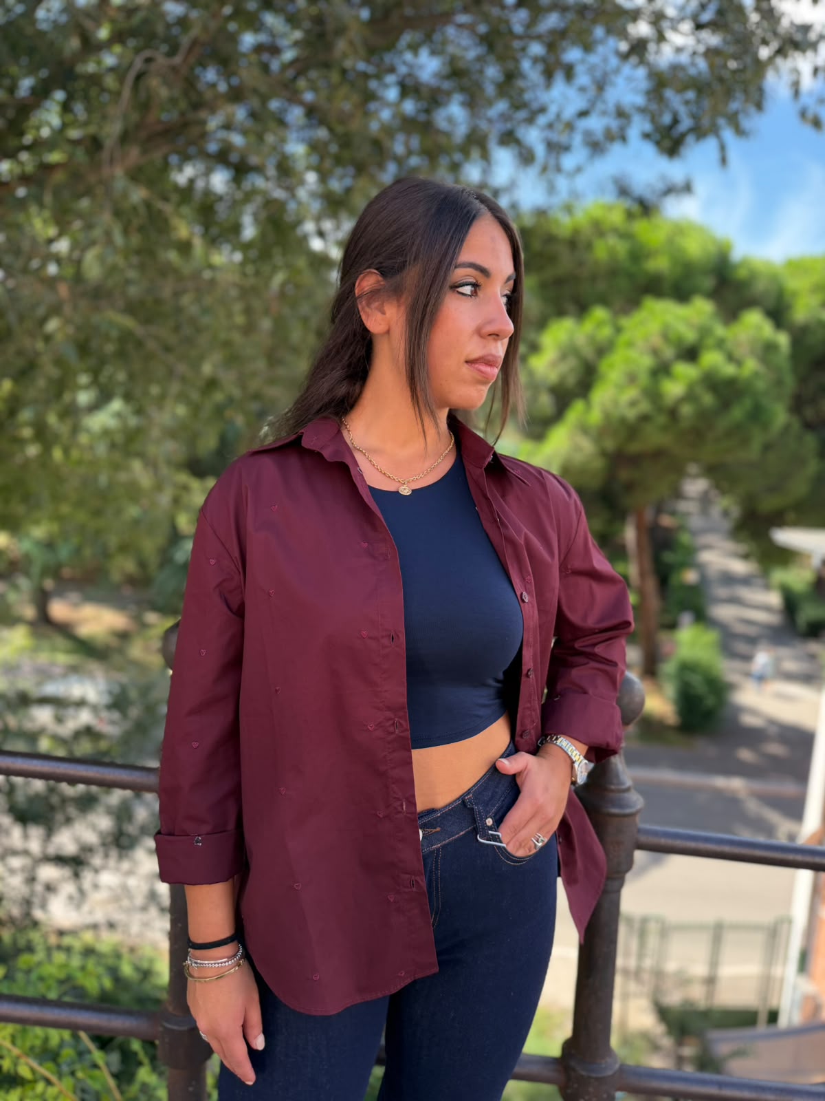 Camicia Donna in Cotone con Cuoricini