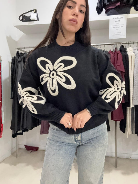 Maglia con Fiore e Perle