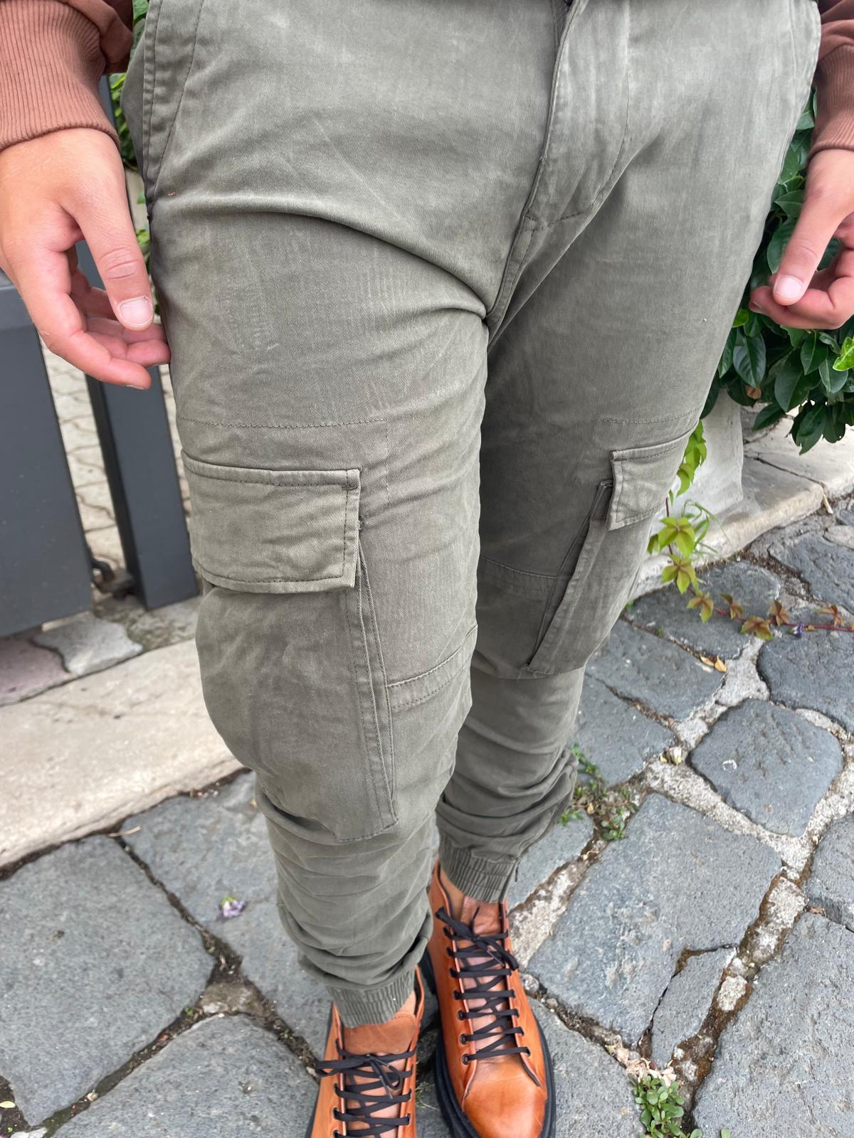 cargo cotone con elastico e zip