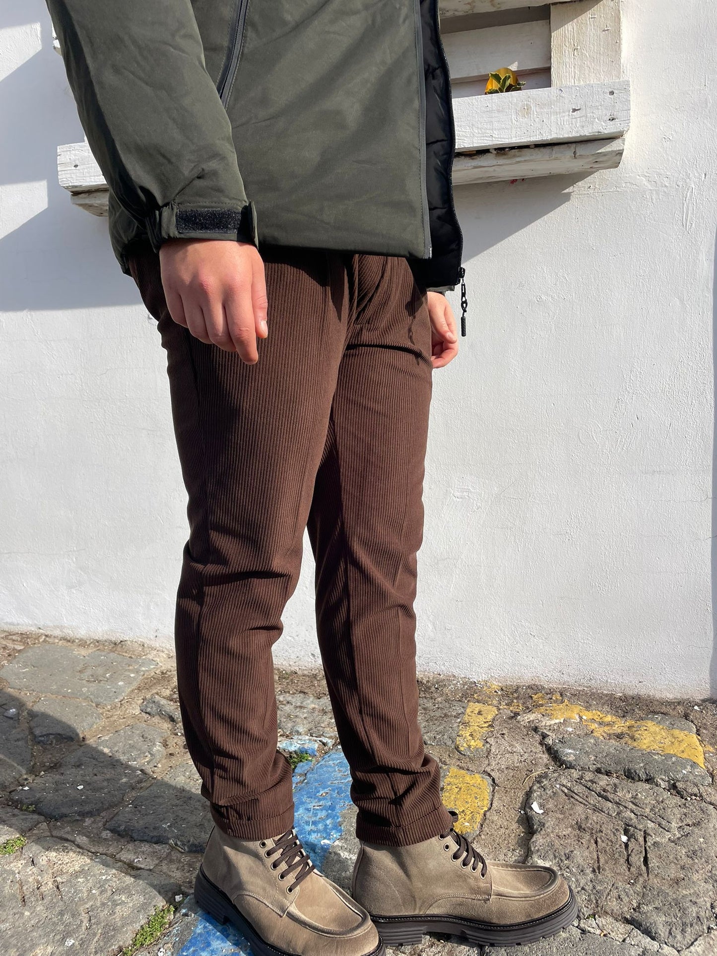 Pantalone Uomo Capri in Velluto Rigato con Pince