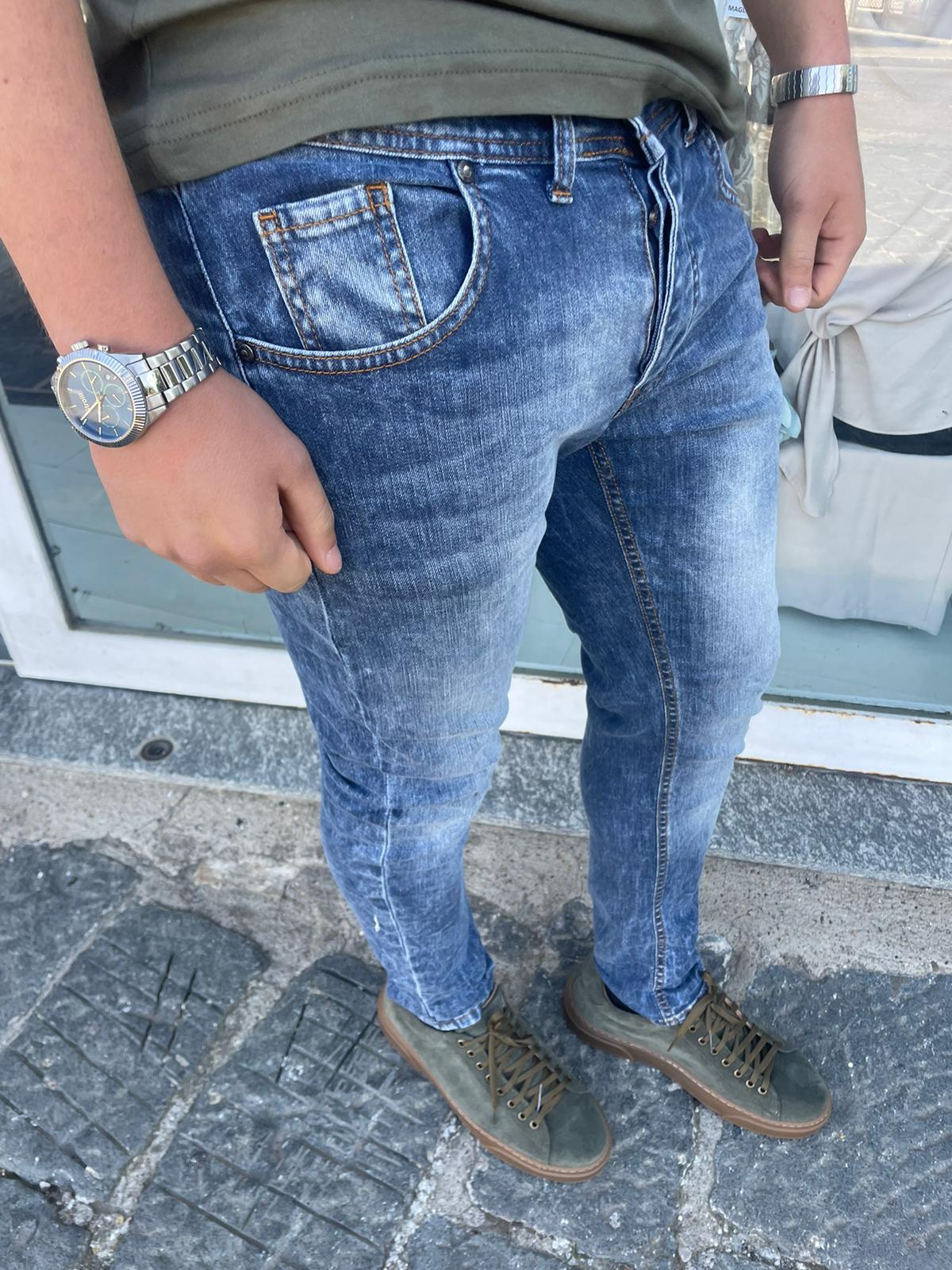 jeans effetto marmorizzato uomo slim fit