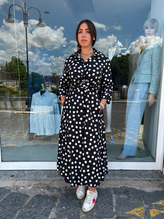 Abito Lungo Donna a Pois in Cotone
