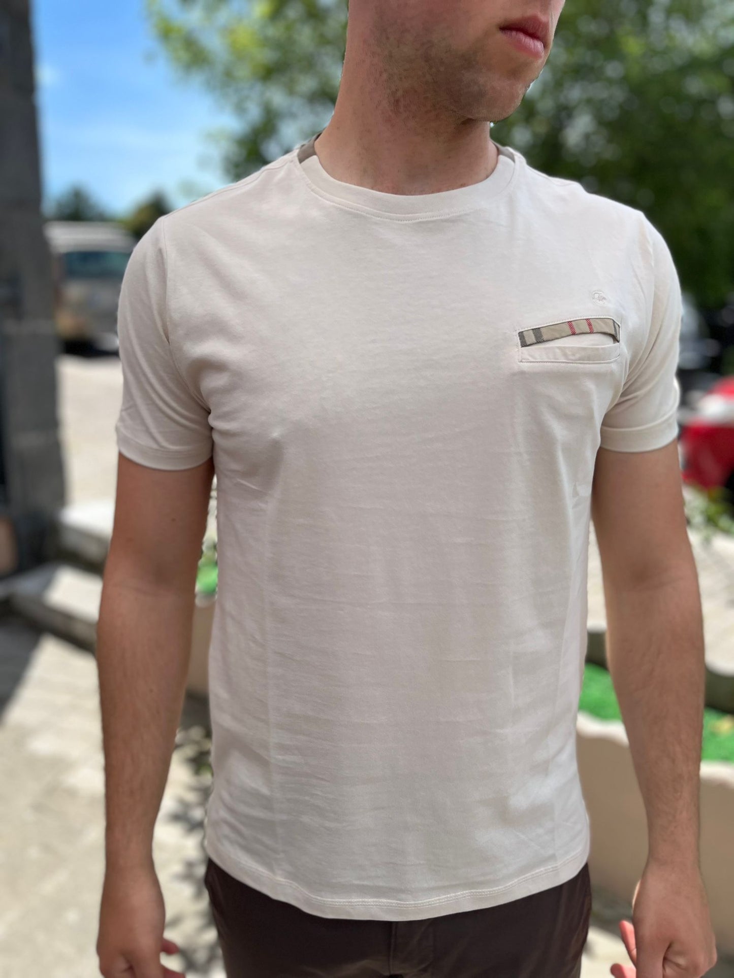 T-Shirt con Taschino a Quadretti Barberry – Uomo