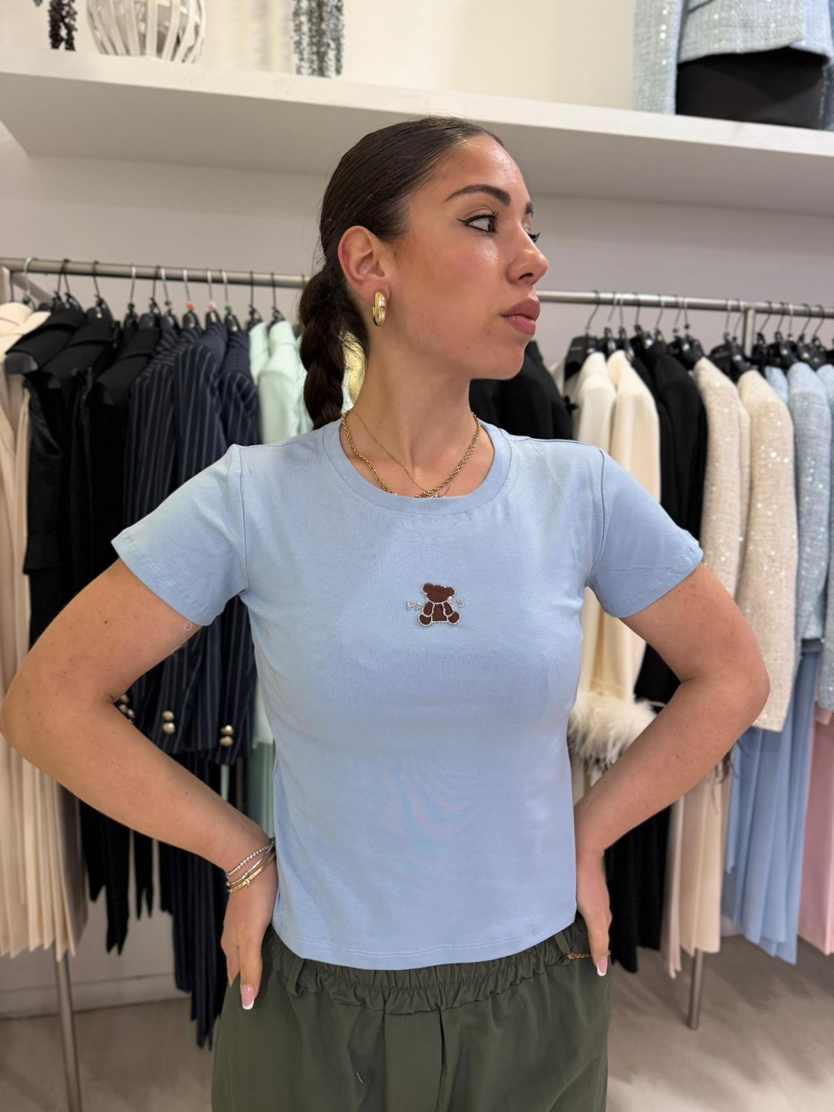 Maglia Crop Teddy con Strass – Donna