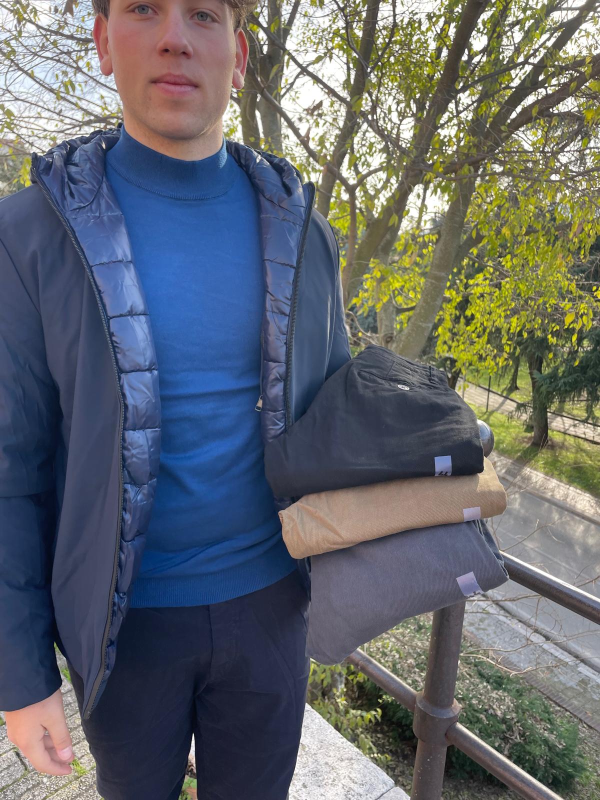 Pantalone  tasca america tessuto diagonale elasticizzato