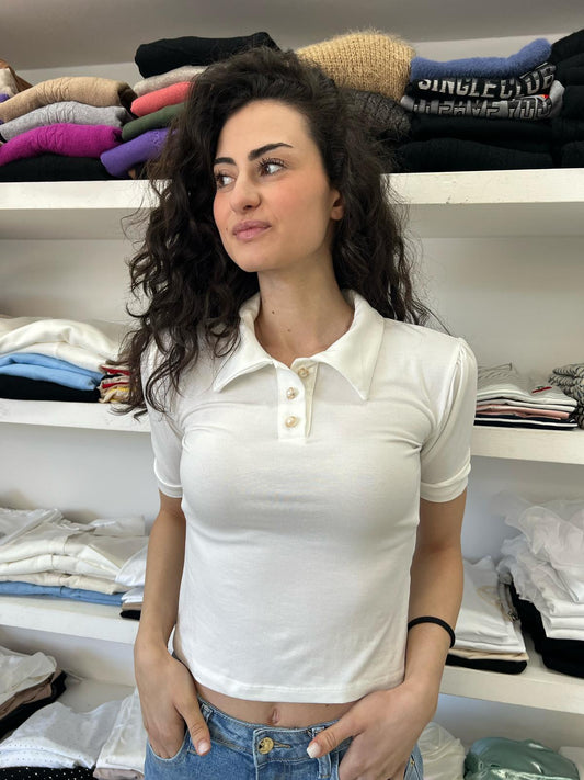 T-shirt polo bottoni gioiello