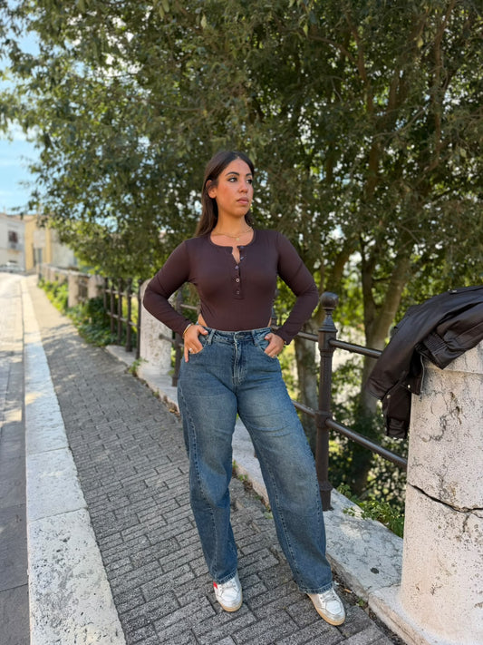 Jeans Donna Ballon con Cuciture Centrali