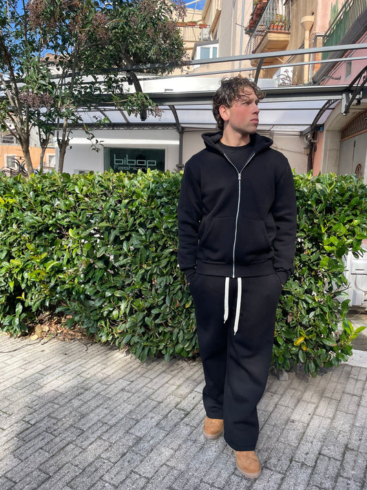 Tuta uomo completo 2 pezzi felpata pantalone baggy