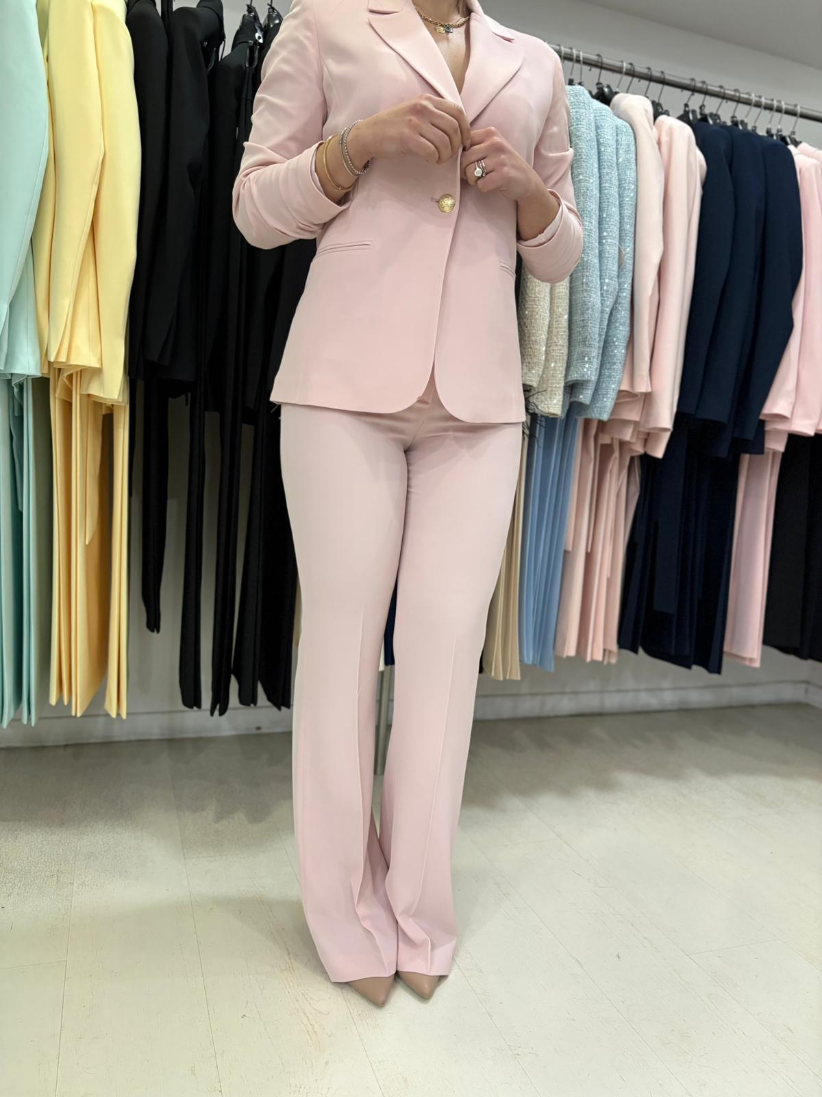 Completo Donna Giacca 1 Bottone e Pantalone Trombetta – Tessuto Kady