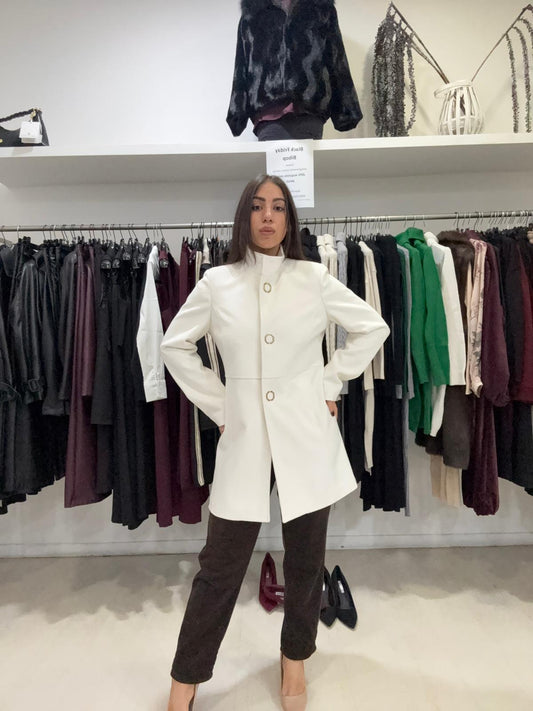 Cappottino donna coreana con bottoni oro