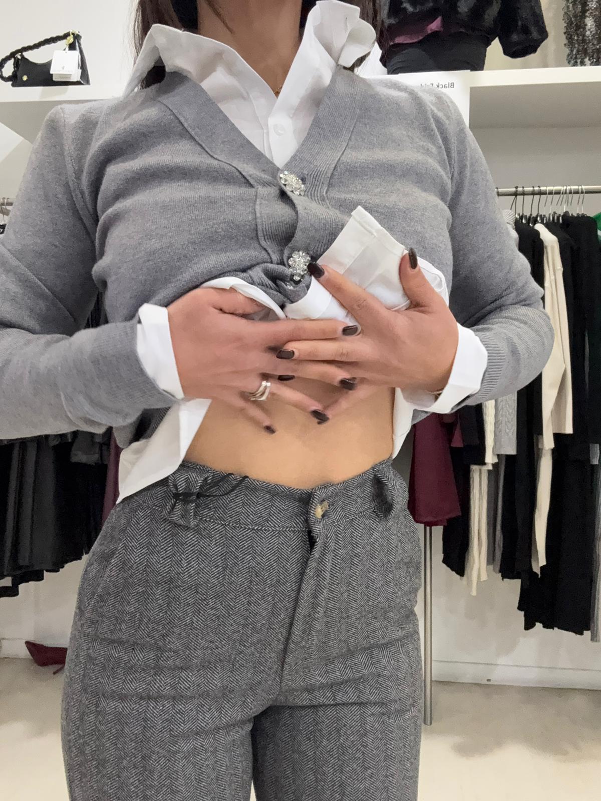 Pantalone baggy spigato in tessuto caldo