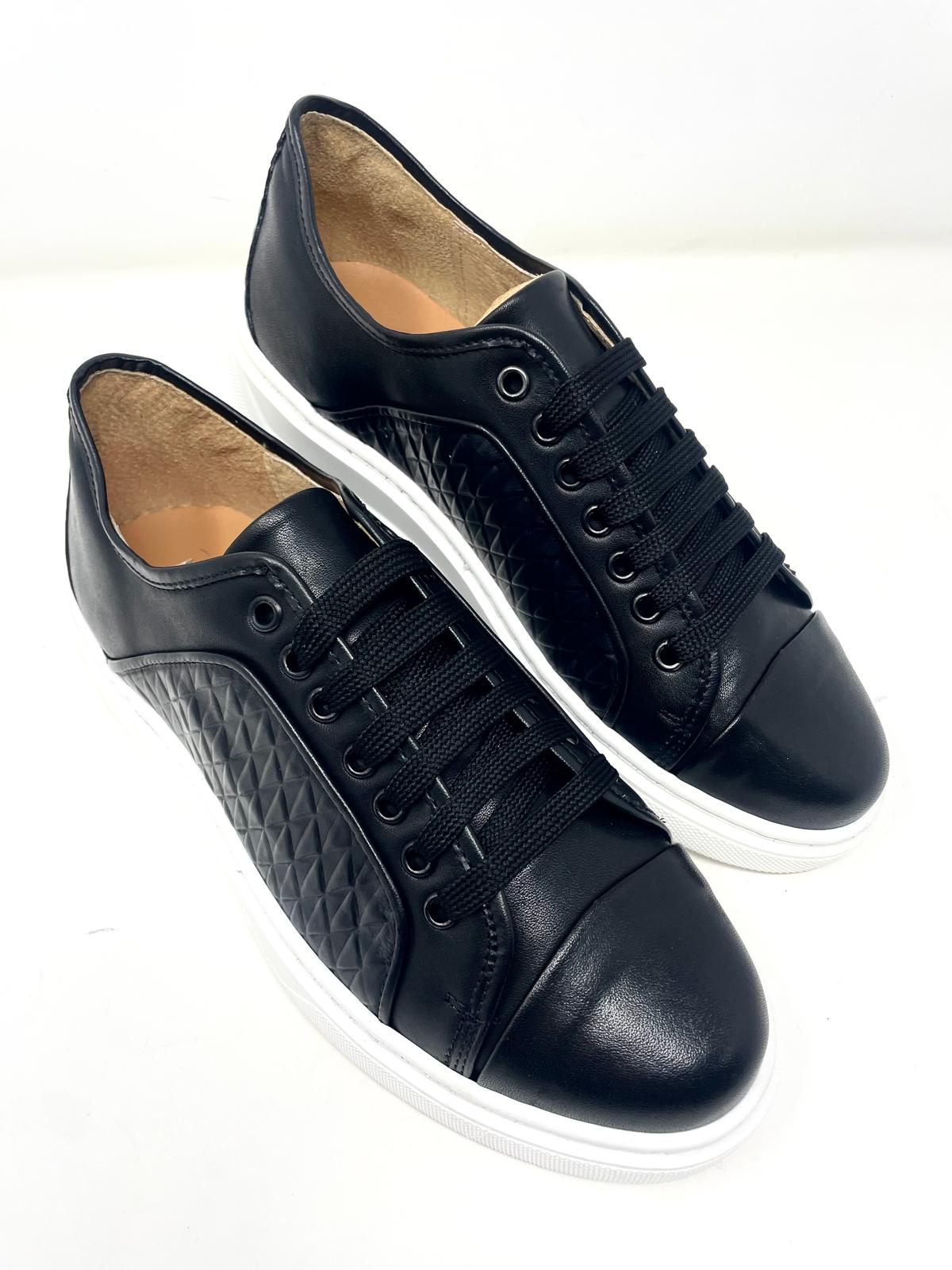 Sneakers in Vera Pelle con Stampa a Rombi
