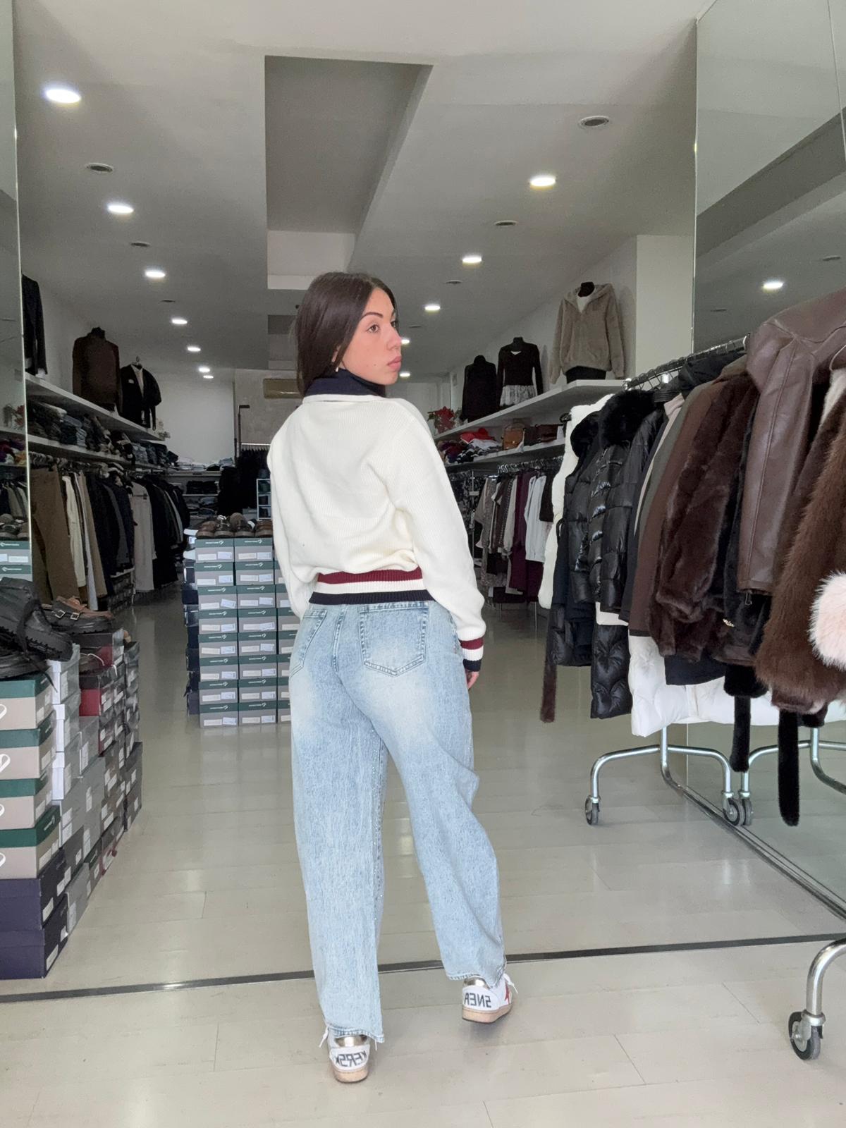 Jeans Donna Balloon con Strass – Lavaggio Super Stone Wash