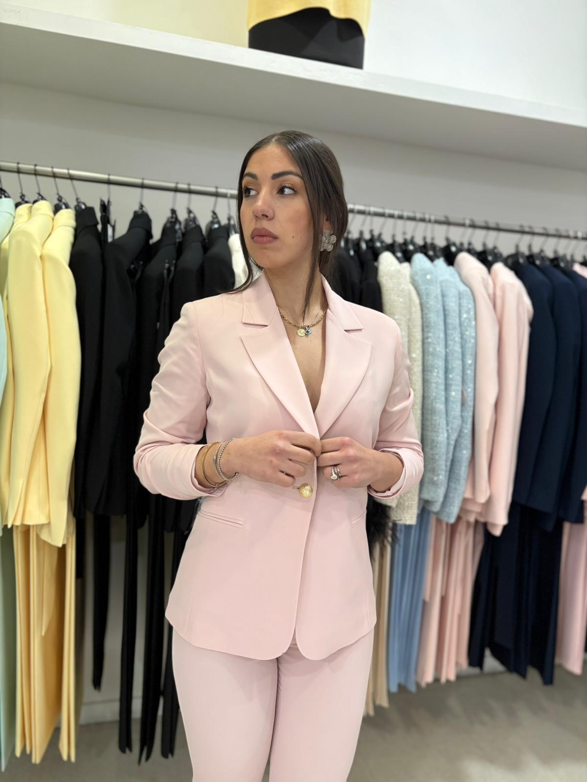 Completo Donna Giacca 1 Bottone e Pantalone Trombetta – Tessuto Kady