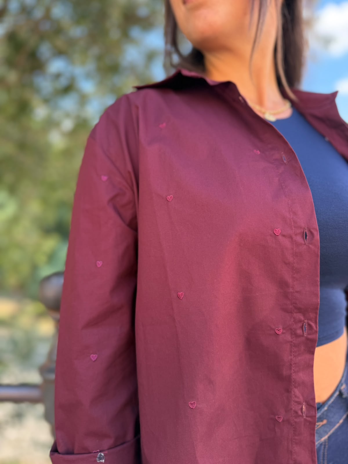 Camicia Donna in Cotone con Cuoricini