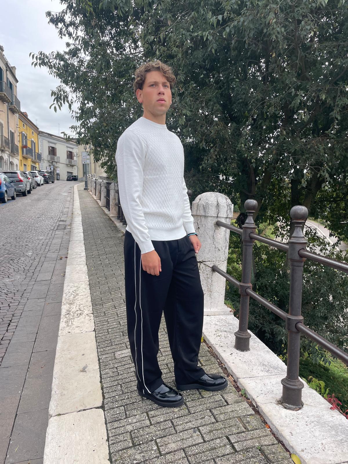 PANTALONE UOMO BAGGY CON RIGHE LATERALI