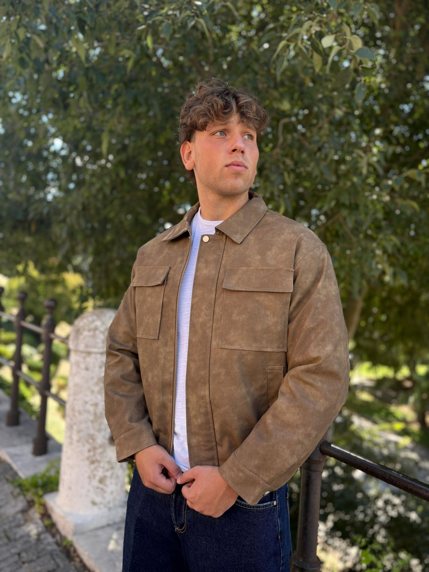 Giubbotto uomo eco pelle con tasconi